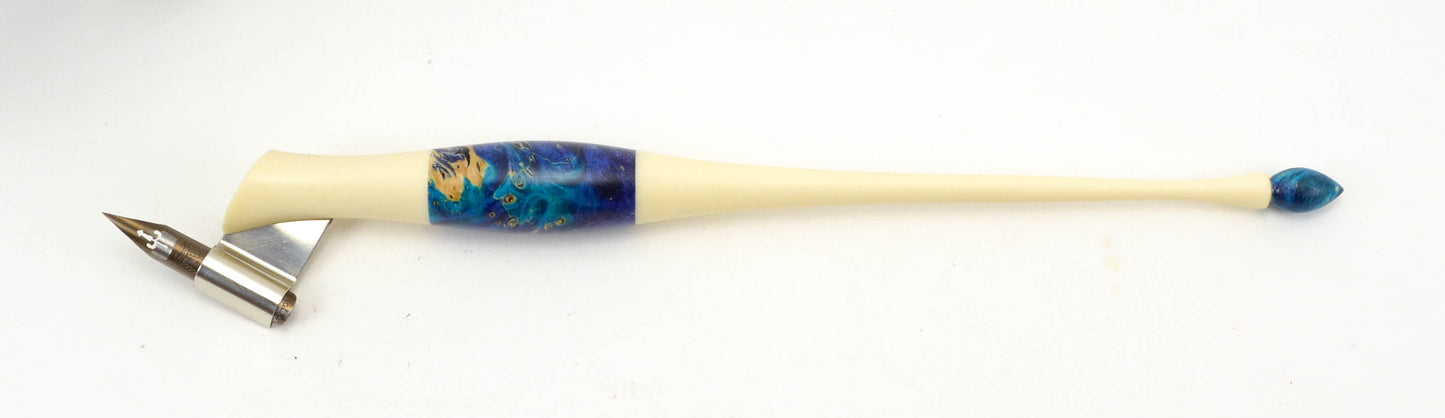 Box Elder Burl & Holly Pen Holder Desk Set