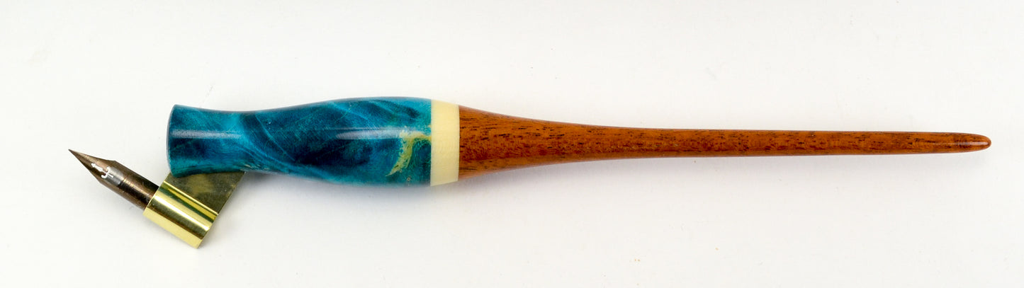 Box Elder Burl, Holly & Mahogany Oblique Pen Holder