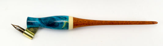 Box Elder Burl, Holly & Mahogany Oblique Pen Holder